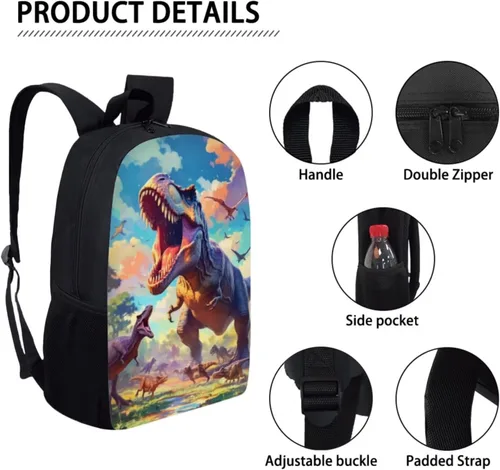 Miniatura 162 de HUGS IDEA Juego de 3 bolsas escolares con aislamiento térmico para el almuerzo, estuche para lápices