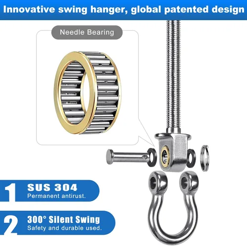 Miniatura 9 de 2 perchas de columpio resistentes con rodamientos, accesorios de columpio de acero inoxidable para vigas de madera y metal, ganchos para colgar