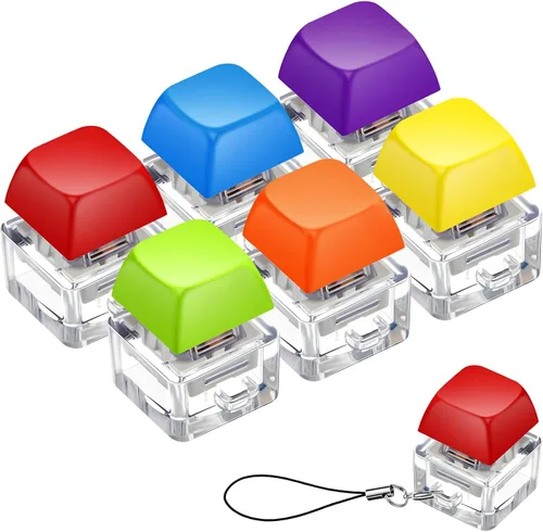 Miniatura 8 de Taiyin - 6 piezas de teclado, teclado clicker, llavero para la ansiedad con botón de descompresión, botón de clicker, juguetes para aliviar el Oscuro