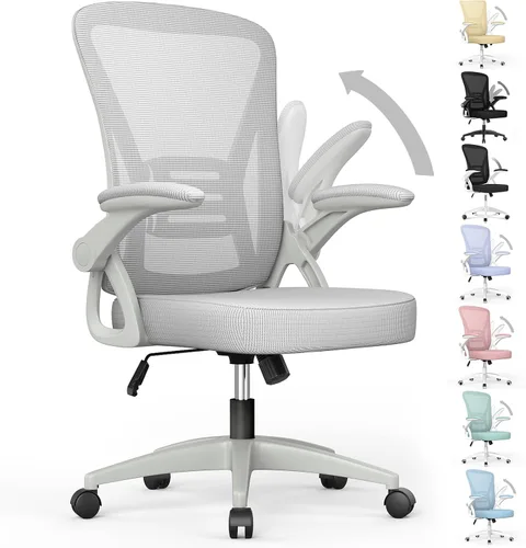Miniatura 11 de naspaluro Silla de oficina ergonómica, sillas de escritorio con respaldo medio con altura ajustable, silla giratoria con brazos abatibles y soporte