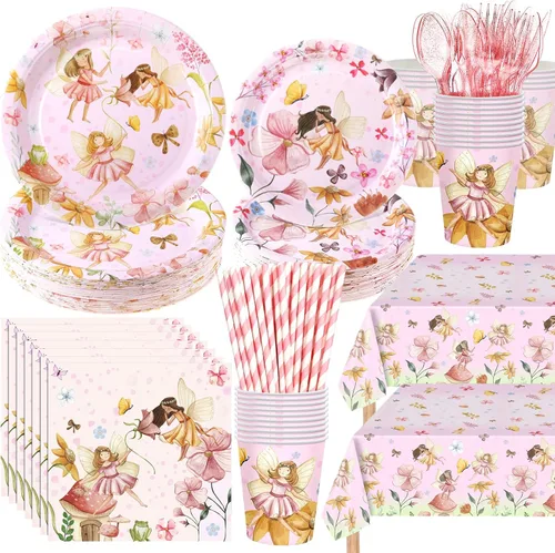 Miniatura 12 de Potchen 452 piezas temáticas de suministros de fiesta para 50 invitados, platos de papel, servilletas, vasos, manteles, cubiertos y pajitas