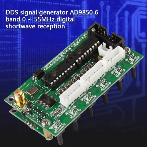 Miniatura 8 de Walfront Kit receptor de radioaficionado de onda corta digital AD9850 Placa de módulo con pantalla LCD generador DDS 6 bandas 0 ~ 55MHz
