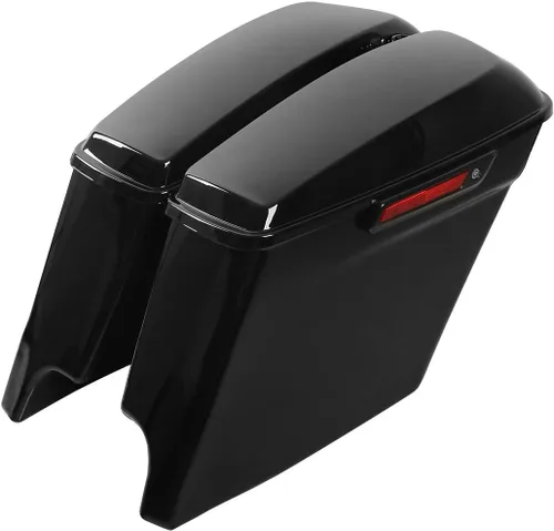 TCT-MOTORPARTS - Alforja extensa de 5 pulgadas con pestillos negros, color negro brillante Negro vívido con pestillos negros