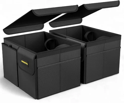 MIKKUPPA Organizador de maletero de automóvil, organizador plegable de 35 litros con tapa, almacenamiento resistente para automóvil, SUV, camión,