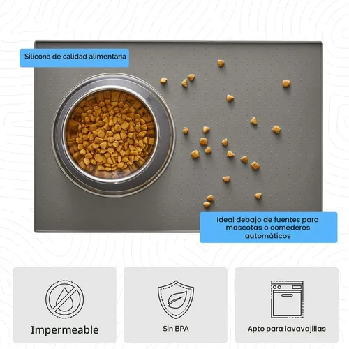 Miniatura 5 de Gorilla Grip - Tapete de 100% silicona impermeable con borde elevado, sin BPA, para alimentación de mascotas, contiene derrames, protege el piso