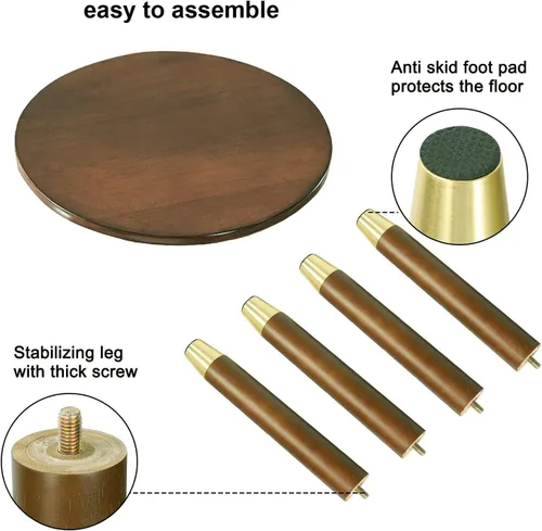 Miniatura 3 de Taburete de madera redondo taburete de 10 pulgadas para plantas con patas desmontables