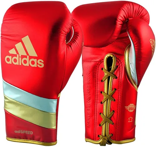Miniatura 10 de adidas Guantes de boxeo Speed 500 Pro - Guantes de entrenamiento de cuero genuino para hombres y mujeres, bolsa pesada con cordones y guantes