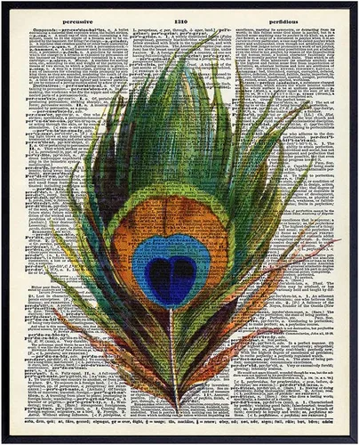 Upcycled Dictionary - Impresión artística de pared – Foto vintage sin marco de 8 x 10 pulgadas – Es un gran regalo – Decoración elegante para el