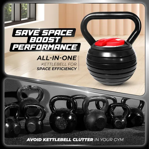 Miniatura 6 de Yes4All Adjustable Kettlebell Set, 20–40 LB Weight Set, Solid Cast Iron Handle with Spacer Disks & Secure Lock, Space-Saving Kettlebell for Home Gym