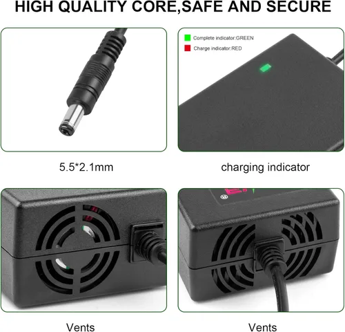 Miniatura 4 de TREE.NB Cargador de 54.6 V 2 A para cargador de batería de litio de 48 V-54.6 V, con conector redondo de enchufe de 5.5x2.1 mm, para GOTRAX GXL V2