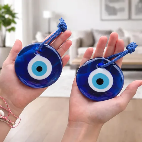 Miniatura 4 de Adorno para colgar en la pared de cristal turco, cuentas de Nazar turco, dije de protección contra el mal de ojo para el hogar, juego de 2 amuletos