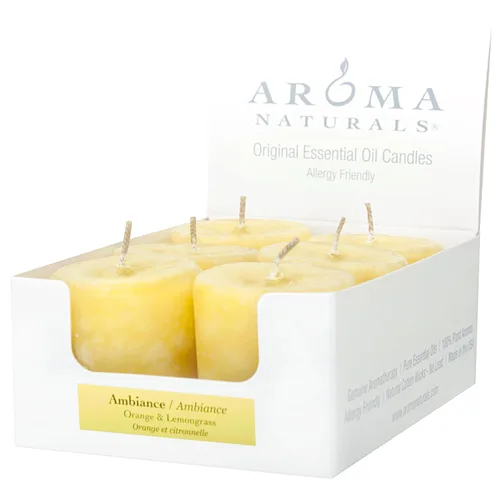 Miniatura 16 de Aroma Naturals Velas votivas con aceite esencial de clavo de naranja y canela, aroma blanco, perla de la paz, 5.5 x 3.75 x 2 pulgadas (paquete de 6)