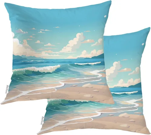 Miniatura 34 de Fundas de almohada con diseño de pinos y pájaros, bayas rojas, hojas de acebo, fondo beige, funda de cojín de mezcla digital, funda de almohada