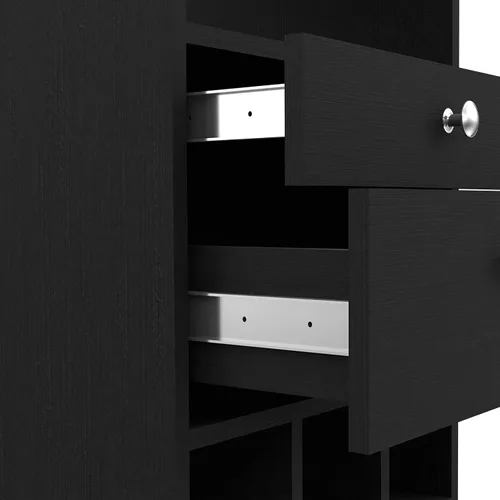 Miniatura 8 de FM FURNITURE Hype - Armario de bar con 12 cubos de vino, 2 cajones, estante de vidrio y estante, color negro