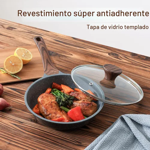 Miniatura 2 de SENSARTE Sartén antiadherente con tapa, sartén para tortillas con tapa, sartén para huevos saludables para chef, sartén de cocina, sin PFOA