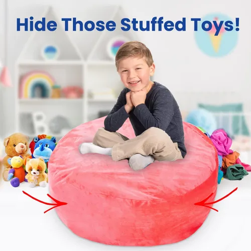 Miniatura 5 de Cheer Collection Bolsa de almacenamiento de gran tamaño, organizador de almacenamiento de juguetes de felpa para niños y silla puff con asa, bolsa