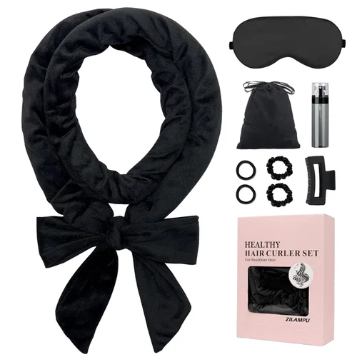 Miniatura 14 de ZILAMPU Diadema de varilla rizadora sin calor, rizadores de pelo para dormir, morado, 70 pulgadas de largo, material de terciopelo extra suave