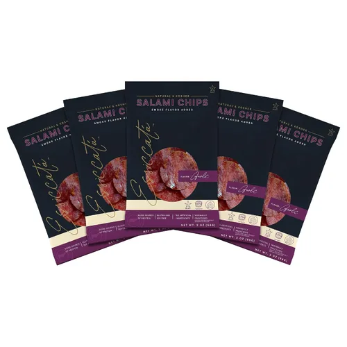 Miniatura 13 de Meats Kosher Salami Chips - Salchicha en rodajas, carne de embutidos - Natural, amigable con Halal - 2 onzas, original, paquete de 5
