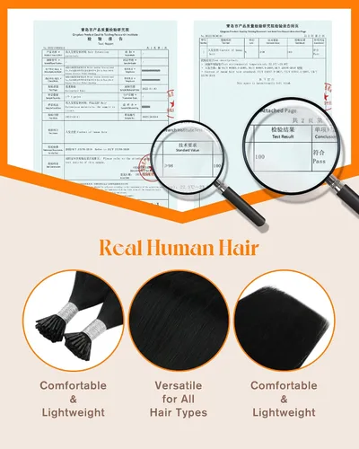 Miniatura 3 de Sunny Hair - Extensiones de cabello humano real I-tips, 24 pulgadas, 1.76 onzas, extensiones de cabello Remy, cabello humano natural suave