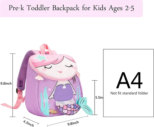 Miniatura 2 de BLUBOON Mochila para niños pequeños para niñas linda mochila preescolar 3D bolsa de libros para niños pequeños
