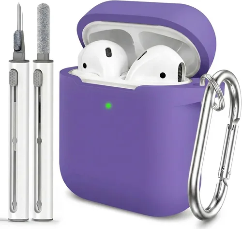 Miniatura 28 de Funda Protectora para AirPods 1/2, viene con kit de limpieza, funda protectora de silicona suave con hebilla, compatible con estuche de carga