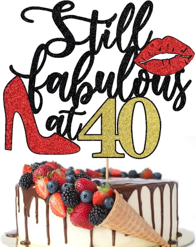 Miniatura 38 de Still Fabulous at 30 - Decoración para tartas de feliz cumpleaños de 30 años, tacones altos de reina con labios rojos grandes, decoración