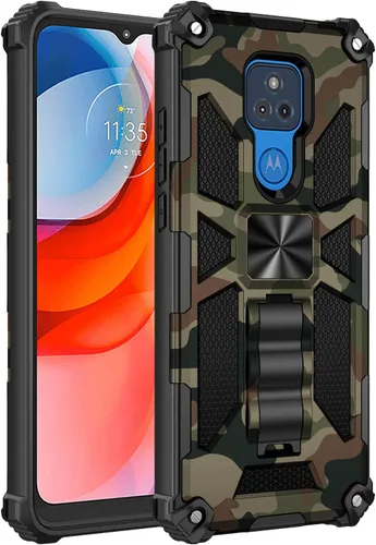 Miniatura 2 de Funda para Moto G Play 2021, grado militar, cubierta probada contra caídas, soporte integrado compatible con soporte magnético para automóvil, funda