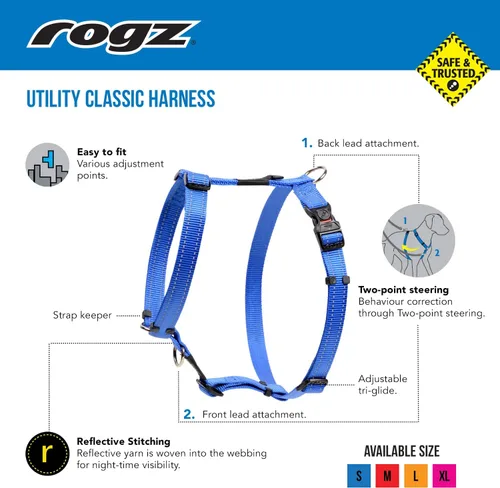 Miniatura 2 de Arnés reflectante ajustable para perros grandes; collar y correa a juego disponibles, rojo