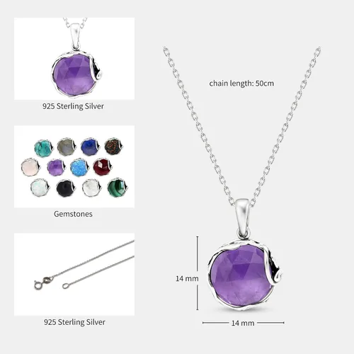 Miniatura 22 de Collares de plata de ley 925 con piedras preciosas para mujer, piedra natal, collares con colgante de plata, collar de plata de declaración de plata