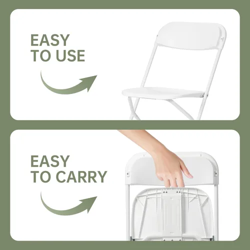 Miniatura 8 de 10 PCS Silla Plegable de Plástico, Silla Comercial Portátil, Sillas Plegables de Plástico Premium con Capacidad de 450 LB, Silla Plegable
