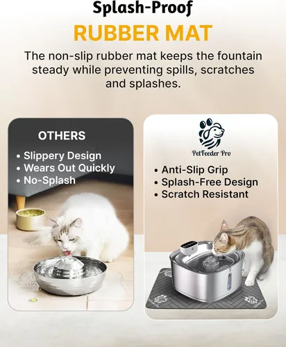 Miniatura 5 de Fuente de agua inalámbrica para gatos, 3.2L/108 onzas, fuente de acero inoxidable, fuente automática para beber gatos inalámbrica y recargable