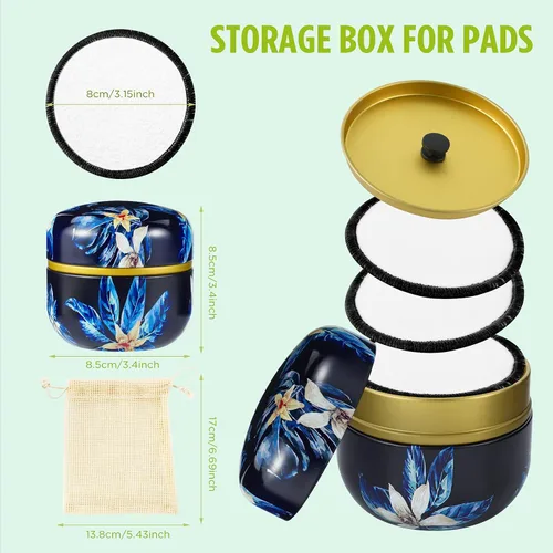 Miniatura 2 de Almohadillas reutilizables para eliminar el maquillaje facial, 16 unidades, 100% algodón orgánico, toallitas de limpieza facial, tela lavable