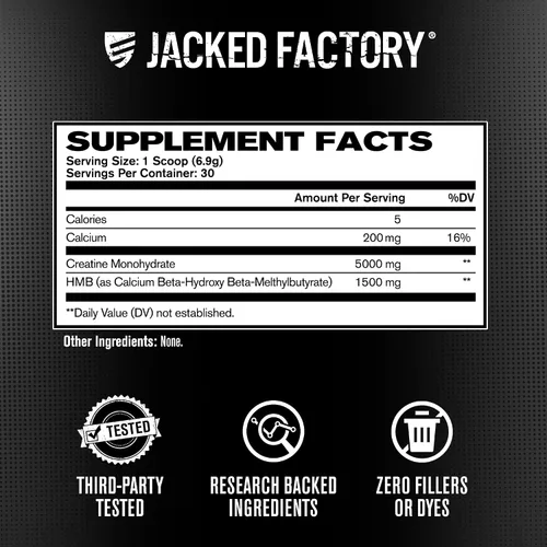 Miniatura 6 de Jacked Factory Suplemento en polvo de creatina HMB con monohidrato de creatina y HMB para hombres y mujeres para el crecimiento muscular, mayor