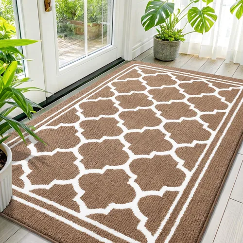 Miniatura 14 de Buganda Alfombra para Puerta Interior, Felpudo Resistente a la Suciedad y Absorbente, Antideslizante, Alfombras de Perfil Bajo para Entrada Marrón