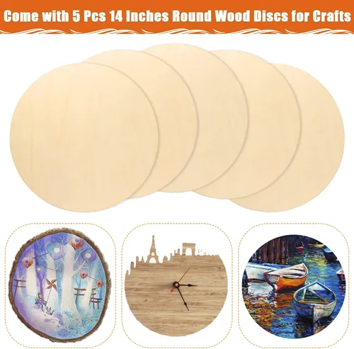 Miniatura 3 de 5 círculos de madera de 14 pulgadas para manualidades, sin terminar en blanco, recortes de madera para manualidades, colgador de puerta, letrero