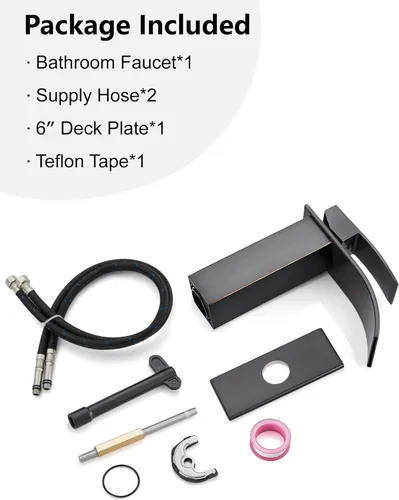Miniatura 9 de Midanya Grifo de baño con boquilla de cascada de una sola manija, grifo de lavabo de baño de 1 agujero, moderno grifo de lavabo de lavabo de RV