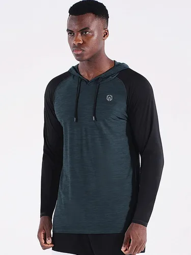 Miniatura 4 de NELEUS Camisa deportiva Dry Fit para hombre, para entrenamiento, correr, manga larga, con capucha