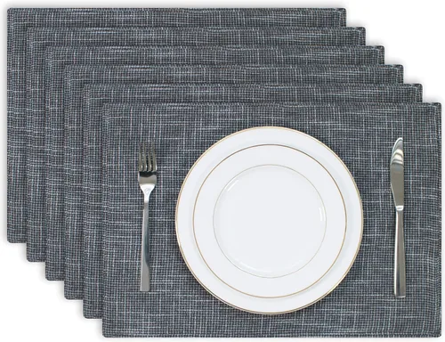 Miniatura 9 de Kevin Textile - Juego de 4 manteles individuales resistentes al calor, lavables, para fiestas, bufé, cenas, 13 x 19 pulgadas, color negro