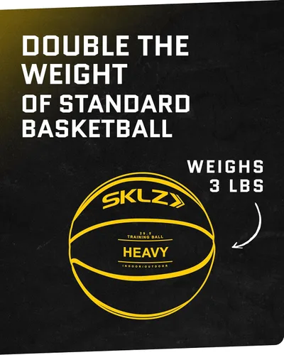 Miniatura 5 de SKLZ Balón de baloncesto de entrenamiento con peso, pelota de entrenamiento pesado de 29.5 pulgadas - 3 libras - Negro, construcción de cuero