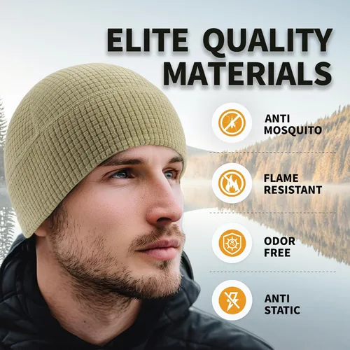 Miniatura 2 de 2 Pack Grid Fleece Beanie Watch Cap Waffle Beanie Tactical Army Military Skull Cap, All Weather Beanie