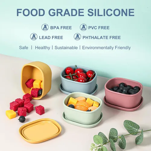 Miniatura 7 de 4 recipientes de silicona de 7 onzas para niños, pequeños recipientes de alimentos con tapas, contenedor de frutas para el almuerzo, contenedor