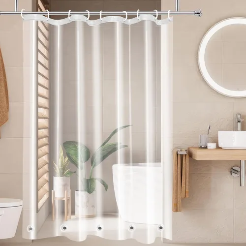 Miniatura 14 de AooHome Eva - Forro de ducha pequeño de 36 x 72 pulgadas, cortina de baño transparente de calibre 8 con ganchos, imanes inferiores, impermeable