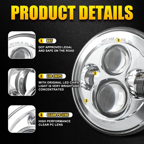 Miniatura 3 de LX-LIGHT Faros delanteros LED 1000% brillantes de 7 pulgadas, antirreflejos, redondos, H6024, compatible con Jeep Wrangler JK, JKU, TJ, TJ, LJ