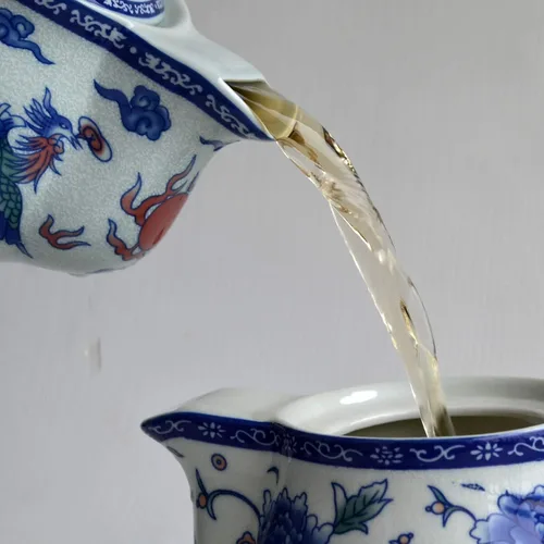 Miniatura 7 de Tetera infusor de alambre de filtro de acero inoxidable de dragón blanco azul de 14 onzas para té suelto (olla Dragon Phoenix)