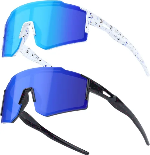 Miniatura 23 de Paquete de 2 lentes de sol de béisbol para niños y jóvenes, gafas de sol deportivas para niños y niñas, gafas de golf para ciclismo, correr, golf