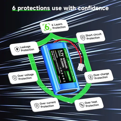 Miniatura 5 de Batería de iones de litio de 5200 mAh 3.7 V con enchufe JST-PH JST 2.54/2P (no JST-PH 2.0 2 pines), batería recargable de litio de 3.7 voltios