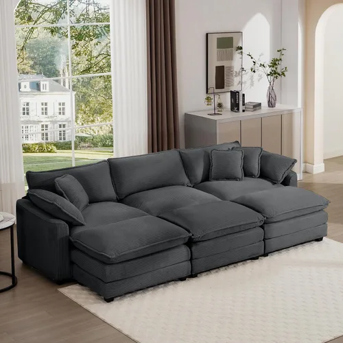 Miniatura 42 de Aoowow Sofá de dos plazas de pana, modernos sofás de nube de 2 plazas para sala de estar, sofás modulares de nube seccionales con asiento profundo