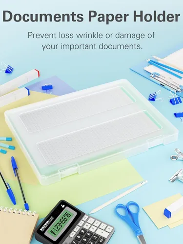 Miniatura 5 de Paquete de 4 cajas organizadoras de papel de plástico A4, almacenamiento de álbumes de recortes para papeles de cartas de 8.5 x 11 pulgadas, soporte