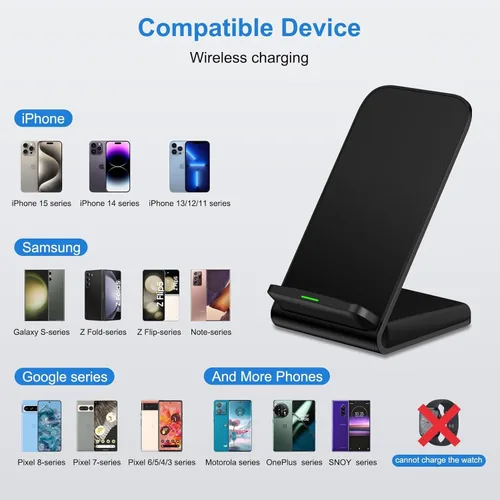 Miniatura 3 de Estación de carga inalámbrica de 15 W inalámbrica rápida para Motorola Edge 60 Stylus/Edge 2024/Moto G Power 2025/50 Neo/Edge+ 2023/Edge 50