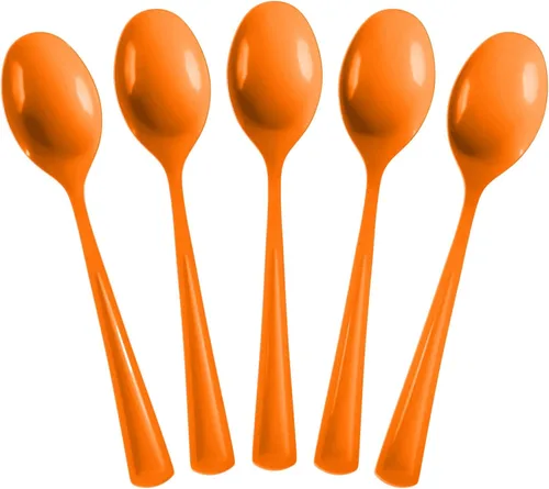 Miniatura 12 de Exquisite Cucharas de plástico moradas, 50 piezas, cucharas moradas, utensilios desechables, juego de cubiertos de plástico resistente